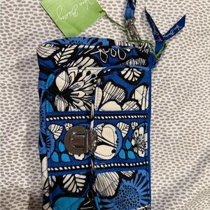 Vera Bradley Blue and Black Floral Wristlet
